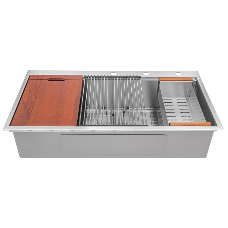 eModern Decor CozyBlock 42 L Drop In Single Bowl Stainless Steel Kitchen Sink Reviews Wayfair